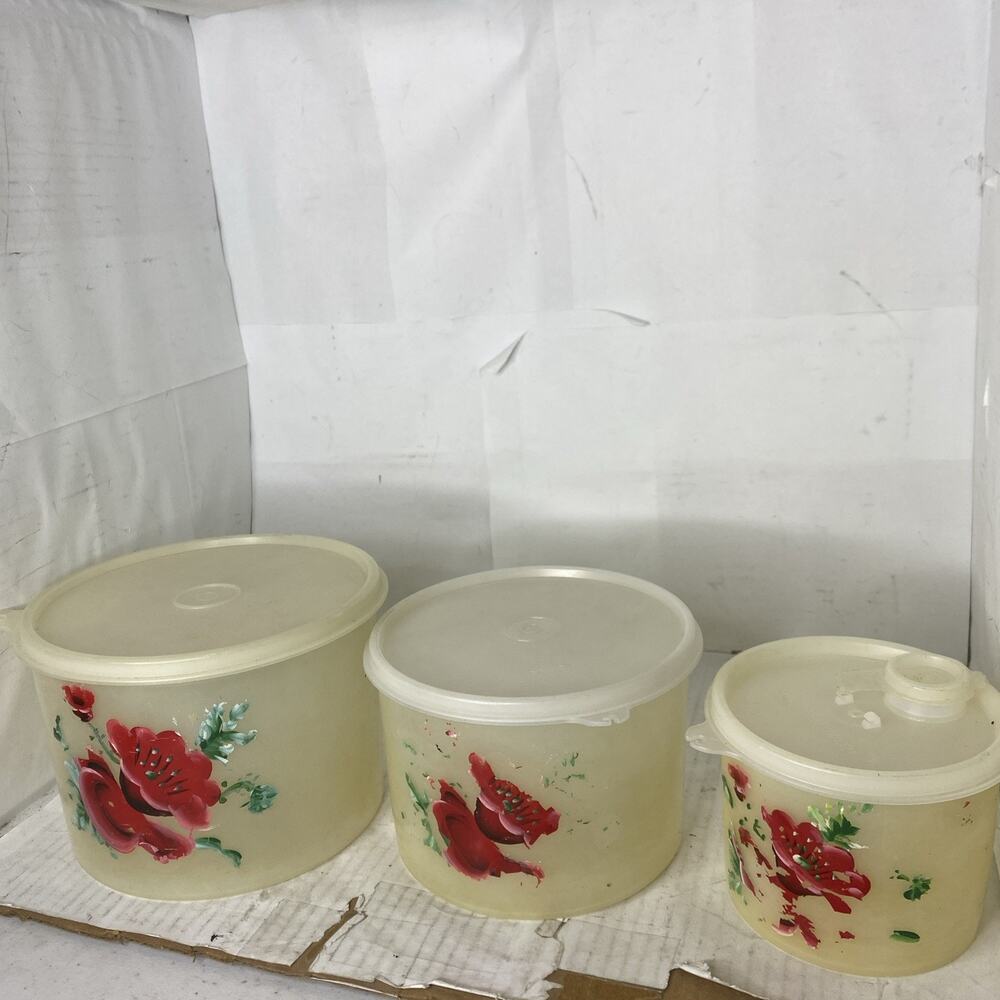 Vintage Tupperware 250 251 252 Storage Container Millionaire Line Rare Graphics